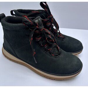 UGG Lakesider Ankle Boots Leather Black Lace Up Outdoor Hiking Womens Size 9.5